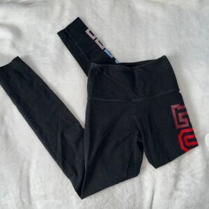 Pink vs black high rise full length legging